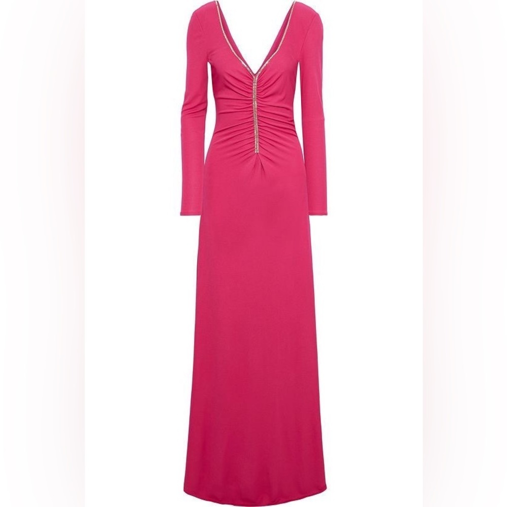 EMILIO PUCCI SEEN ON RHIANNA Pink Crystal-embellished ruched jersey gown